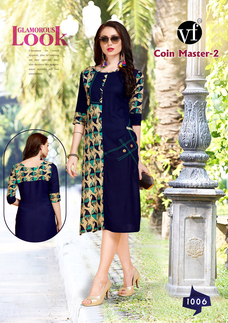 Vee Fab Designer Coin Master-2 Printed Kurti Vee Fab Designer Coin Master-2 Printed Kurti